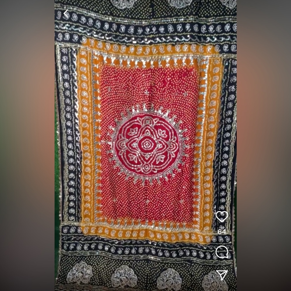 Pure gazi silk bandhej chunri dupatta